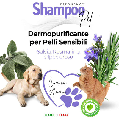 Shampoo Pet - Dermopurificante per Pelli Sensibili - Salvia, Rosmarino e Ipocloroso 250ml